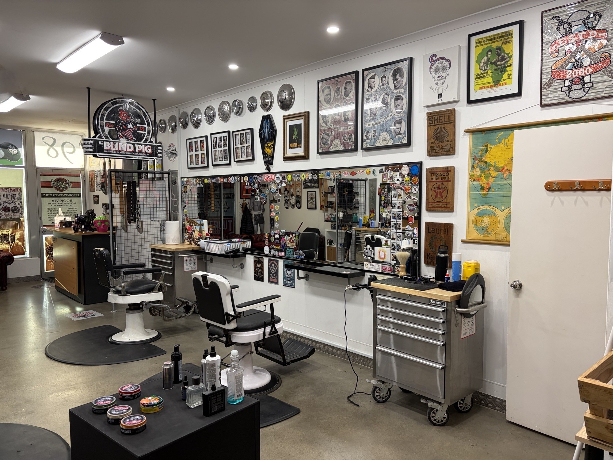 Inside Cut Throat Joe's Barbershop